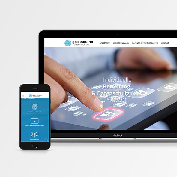 Responsive Website von Grossmann Datenschutz auf einem Laptop und Smartphone