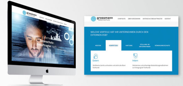 Die neue responsive Website auf einem Computer und ein Screenshot der Website die einen Ausschnitt zeigt